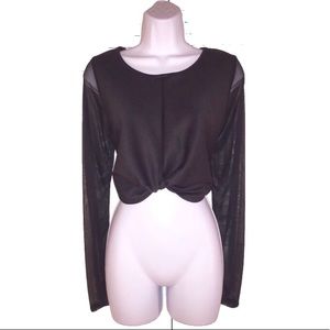 Tie front Crop Top with mesh Sleeves